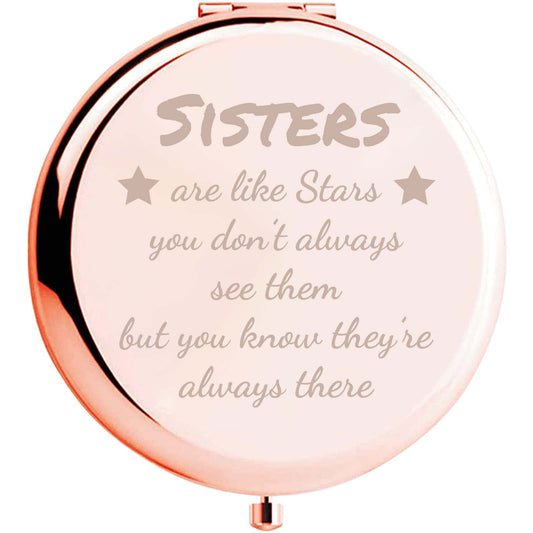 Gorgeous Rose Gold Compact Mirror for Sisters - Perfect Friendship Gift for Women and Girls