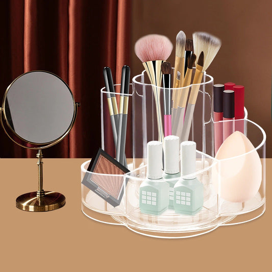 Rotating 360 Rotating Makeup Organizer Clear Storage Holder with 6 Compartments