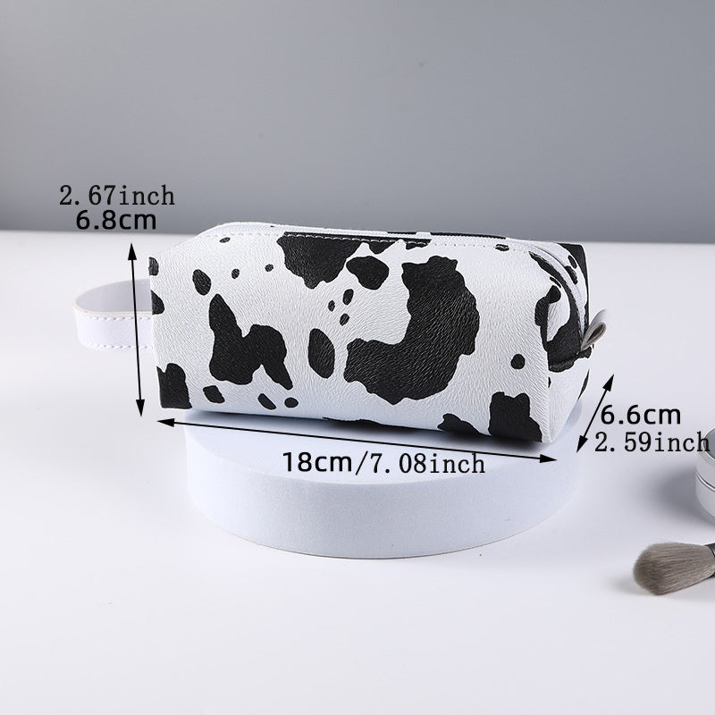Cute Cow Printed Makeup Bag with Large Capacity and Zipper Closure - Perfect for Organizing and Storing Cosmetics