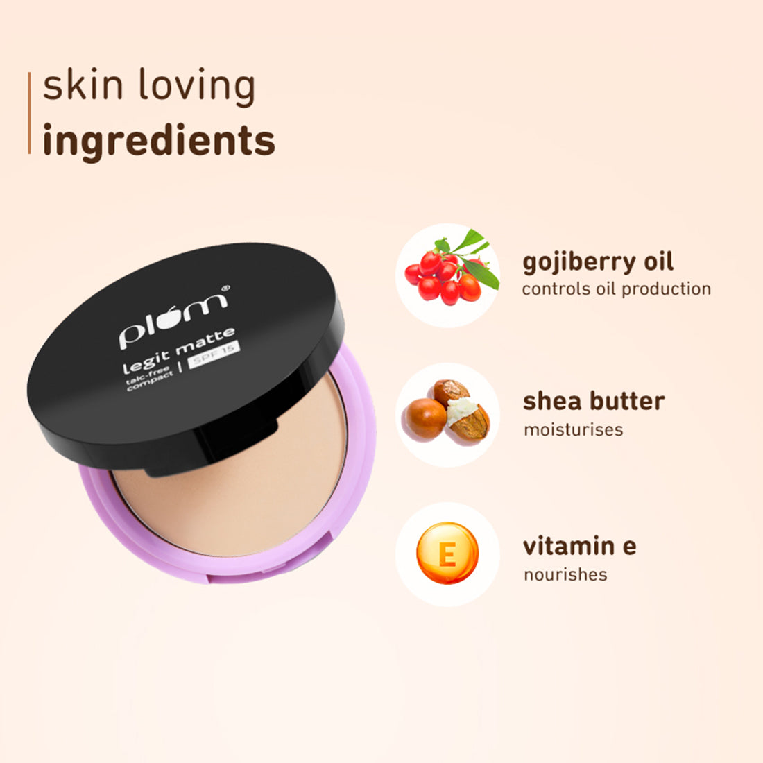 Plum Goodness Talc-Free Compact With SPF15 - 9 gms