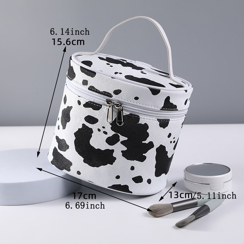 Cute Cow Printed Makeup Bag with Large Capacity and Zipper Closure - Perfect for Organizing and Storing Cosmetics
