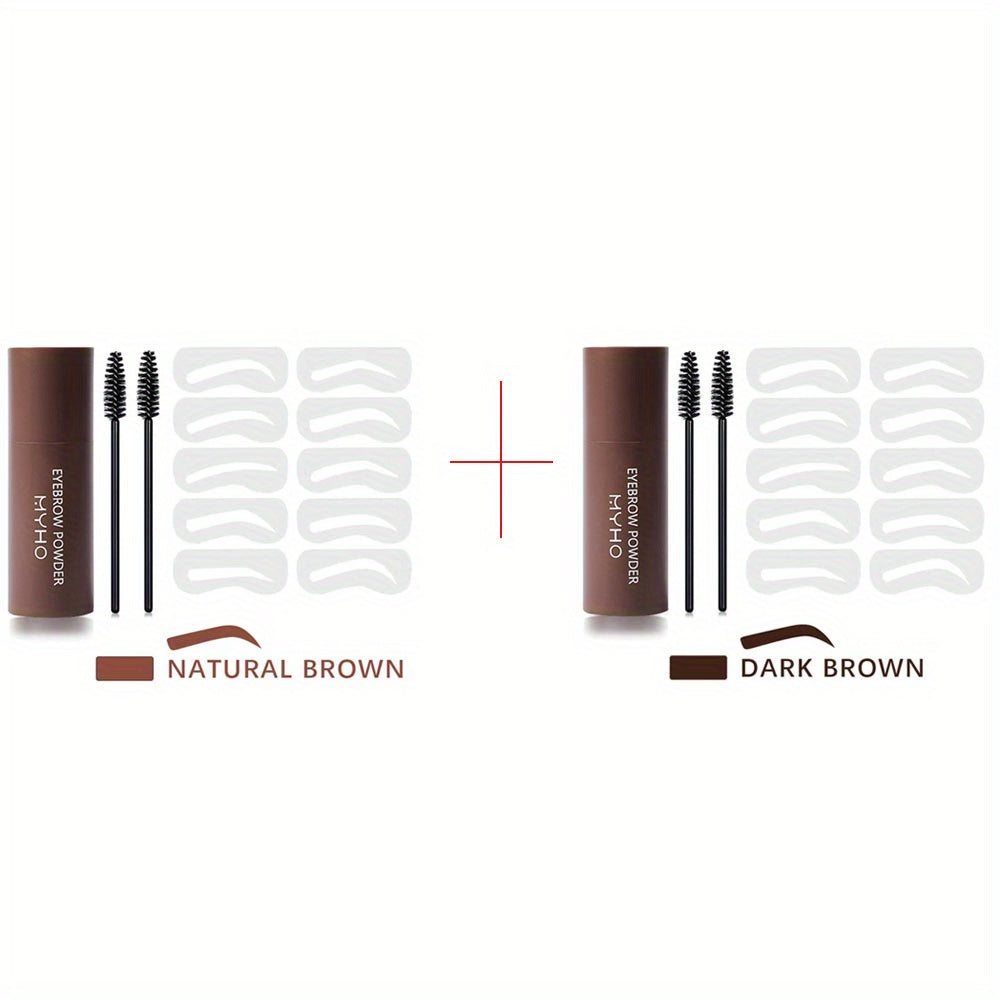 Eyebrow Shaping Kits, Eyebrow Stamp + Eyebrow Stencil + 2 Eyebrow Brushes, Long Wear One Step Eyebrow Powder Stick, Dual Use For Hairline Filler ( 3 Colors Available )