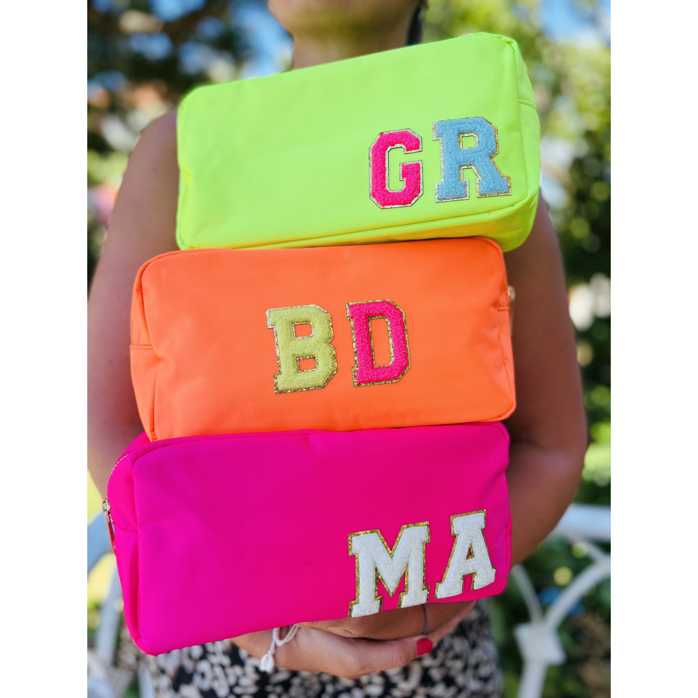Custom Makeup Bag Personalized Initial Letters Nylon Pouch Bag Gift for Her