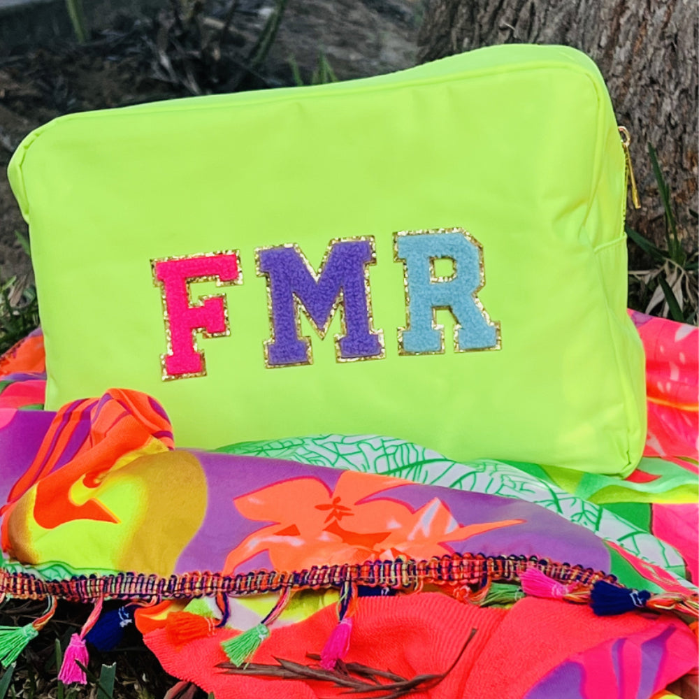 Custom Makeup Bag Personalized Initial Letters Nylon Pouch Bag Gift for Her