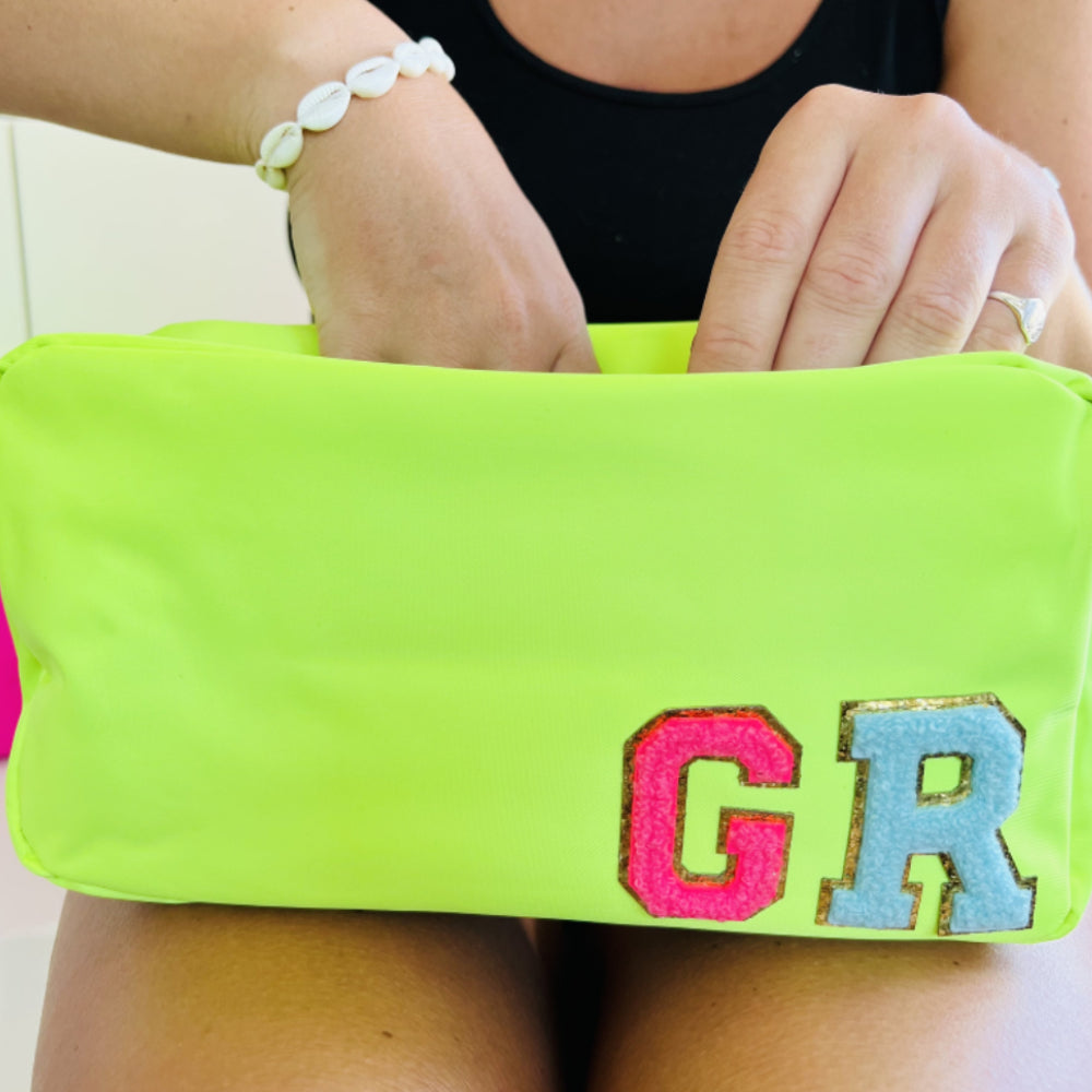 Custom Makeup Bag Personalized Initial Letters Nylon Pouch Bag Gift for Her