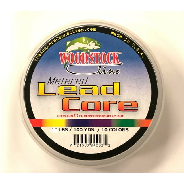 WOODSTOCK METERED LEAD CORE 36 LB 100 YDS 10 COLORS