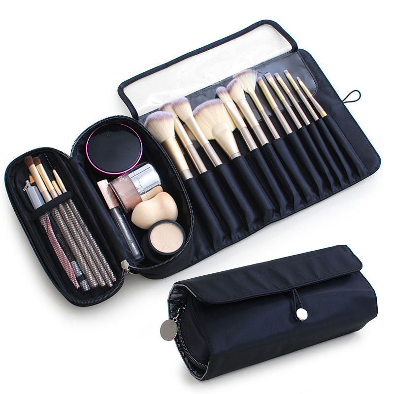 Portable Makeup Brush Bag - Organize Your Cosmetics and Travel in Style (Black)