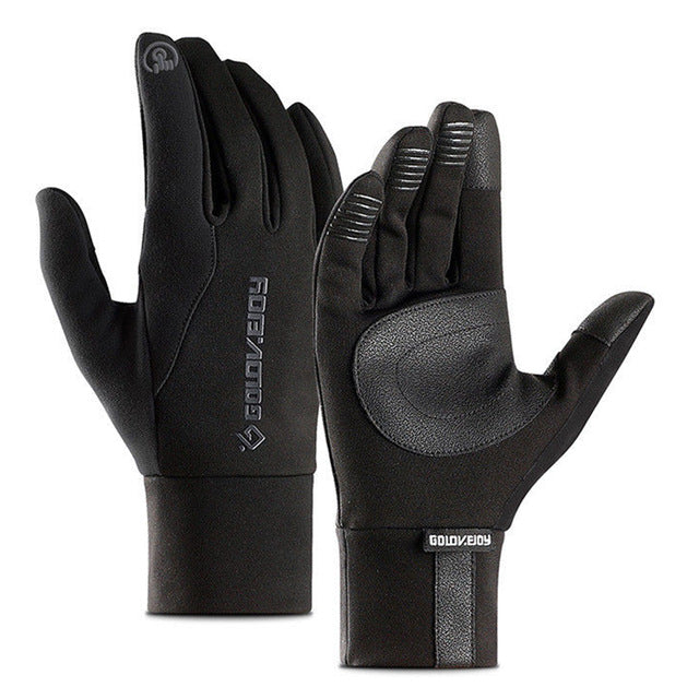 Black Waterproof Non-Slip Fishing Winter Thick Warm Gloves
