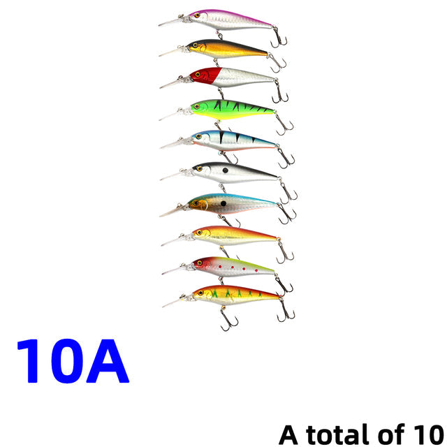 30Pcs/20Pcs/10Pcs Minnow Set Hard Bait Fishing Lure Bass Pike Fresh Salt Water Sea 3D Eyes Wobbler Tackle Crankbait Pesca Kit